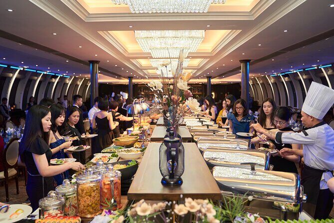 Buffet on Paradise Delight Dining Cruise Halong Bay Tour - Entertainment and atmosphere: the “super-dining” vibe on board