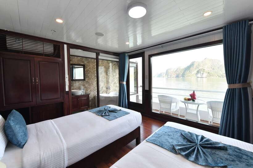 From Hanoi: 2-Day Halong Sapphire Cruise with Balcony Cabin - Cabins, A/C, and onboard comfort (including the balcony)