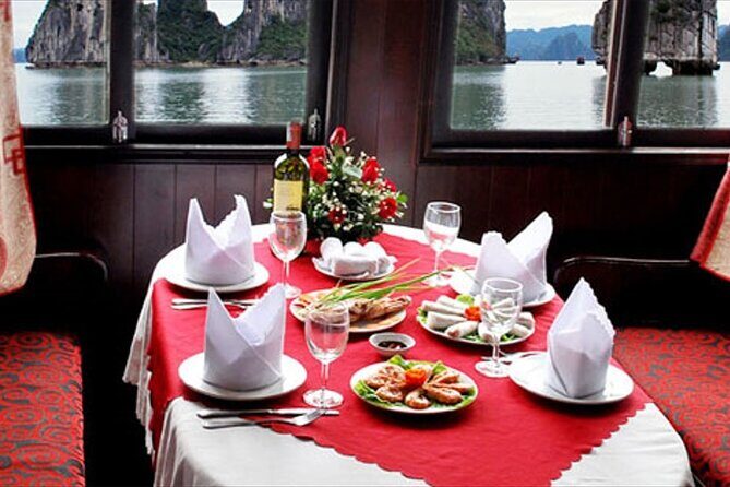 Halong 6 hours Boat tour with Cave, Kayak, lunch, transfer high-way from Hanoi - Cruise basics: sundeck time, onboard lunch, and bathroom access
