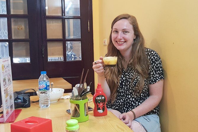 Hanoi: Amazing Morning with Bicycle - All Inclusive - Egg coffee at the BCfamilytour.com stop: a sweet end to the ride
