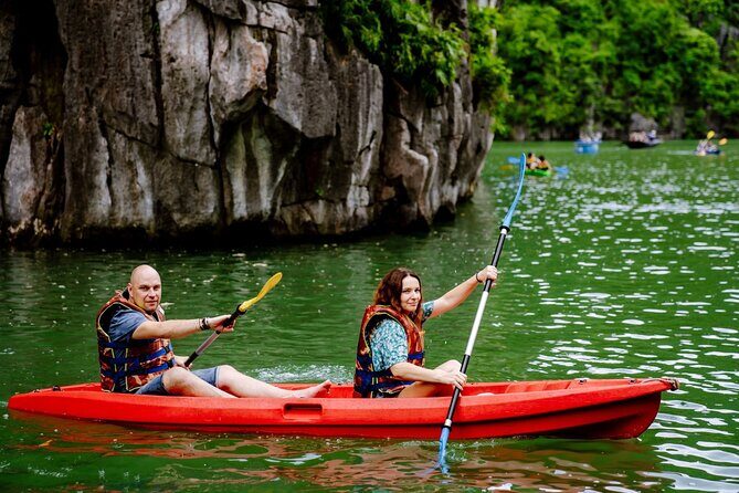Hanoi: Halong Bay Luxury Option – Titop, Surprise Cave, Kayak - Time on the sundeck and the return ride