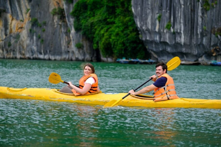 Hanoi: Roundtrip Halong Bay Islands, Caves, Kayaking & Lunch - First impressions on the bay: classic rock formations you will actually see
