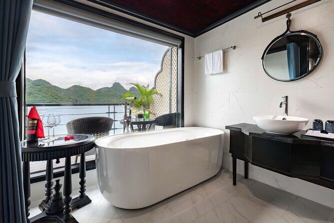 Lan Ha - Ha Long Bay 5Star cruise-Private balcony cabin 2day trip - Day 1 on board: sundeck sunset party and a spring roll cooking class